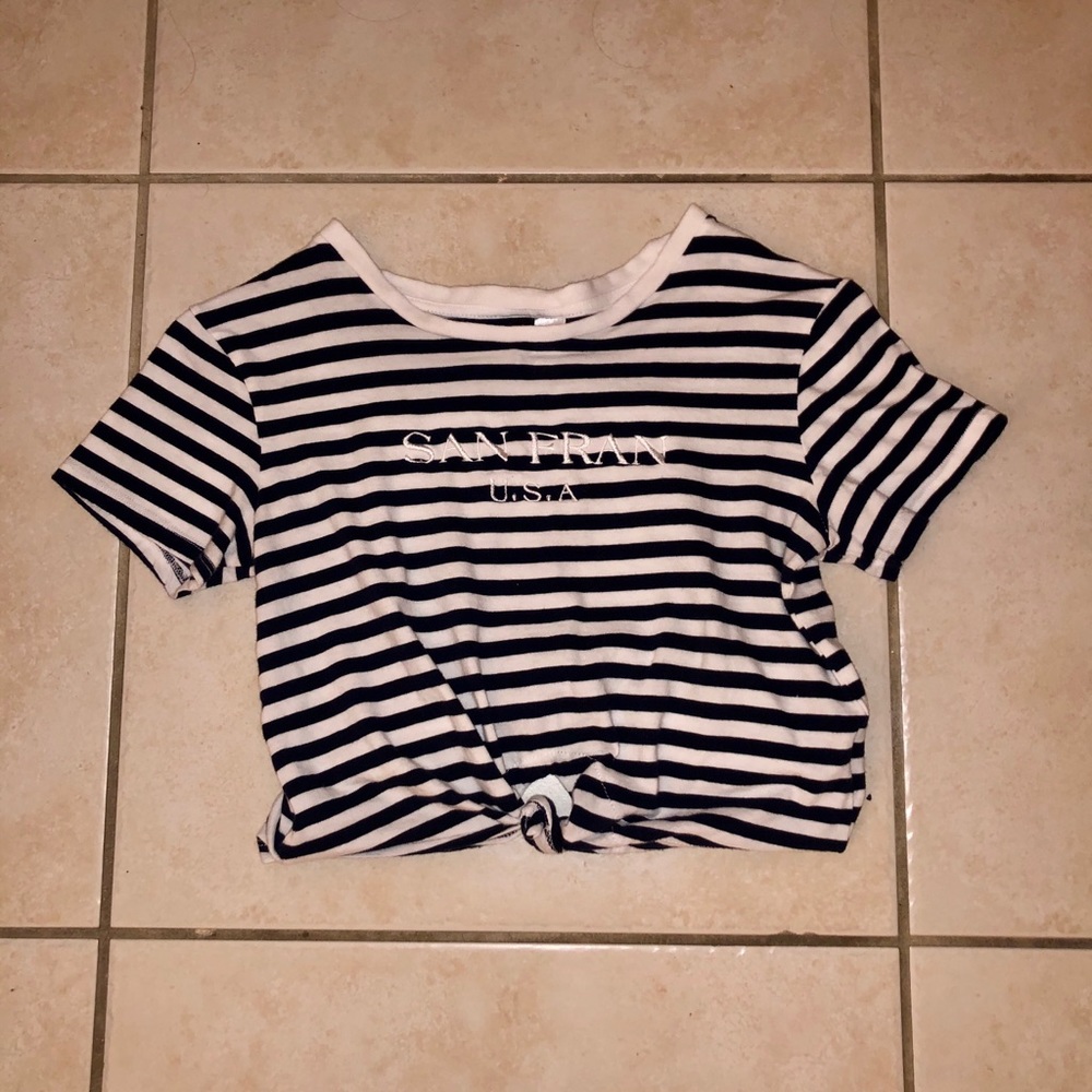 H&M Black and white stripped crop top